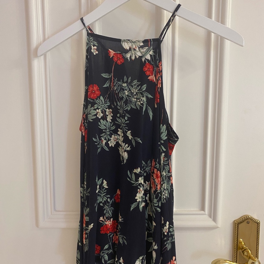 black floral pattern tank top